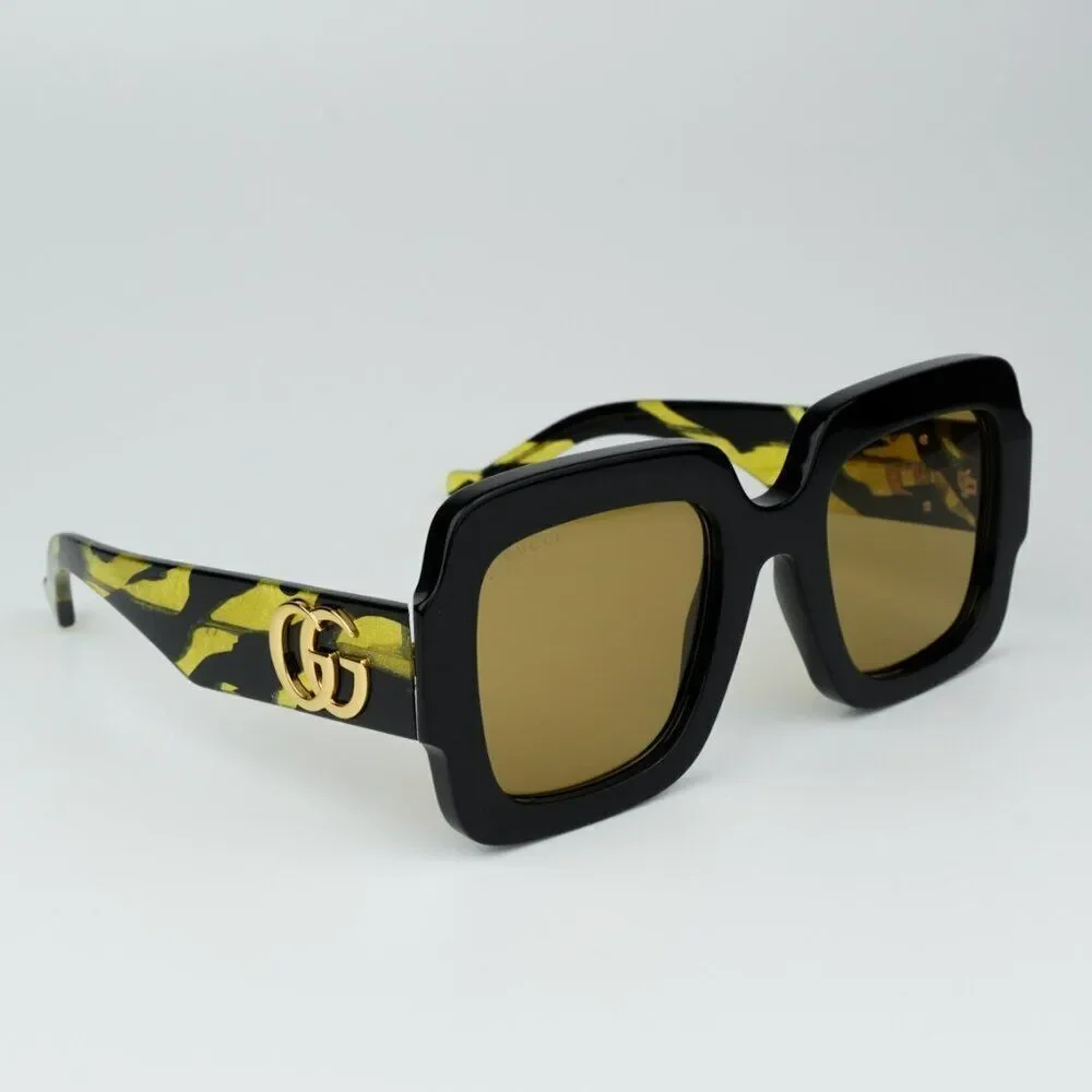 NEW Gucci GG1547S 004 Black Brown Women Square Sunglasses GG 1547S